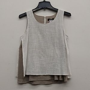 Eden Society White/Taupe Tank Top